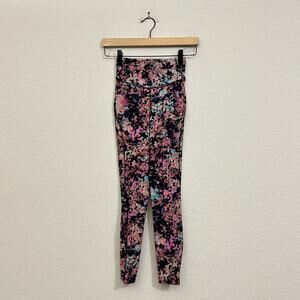 LULULEMON Base Pace Leggings Black Pink Floral High Rise Gym Running